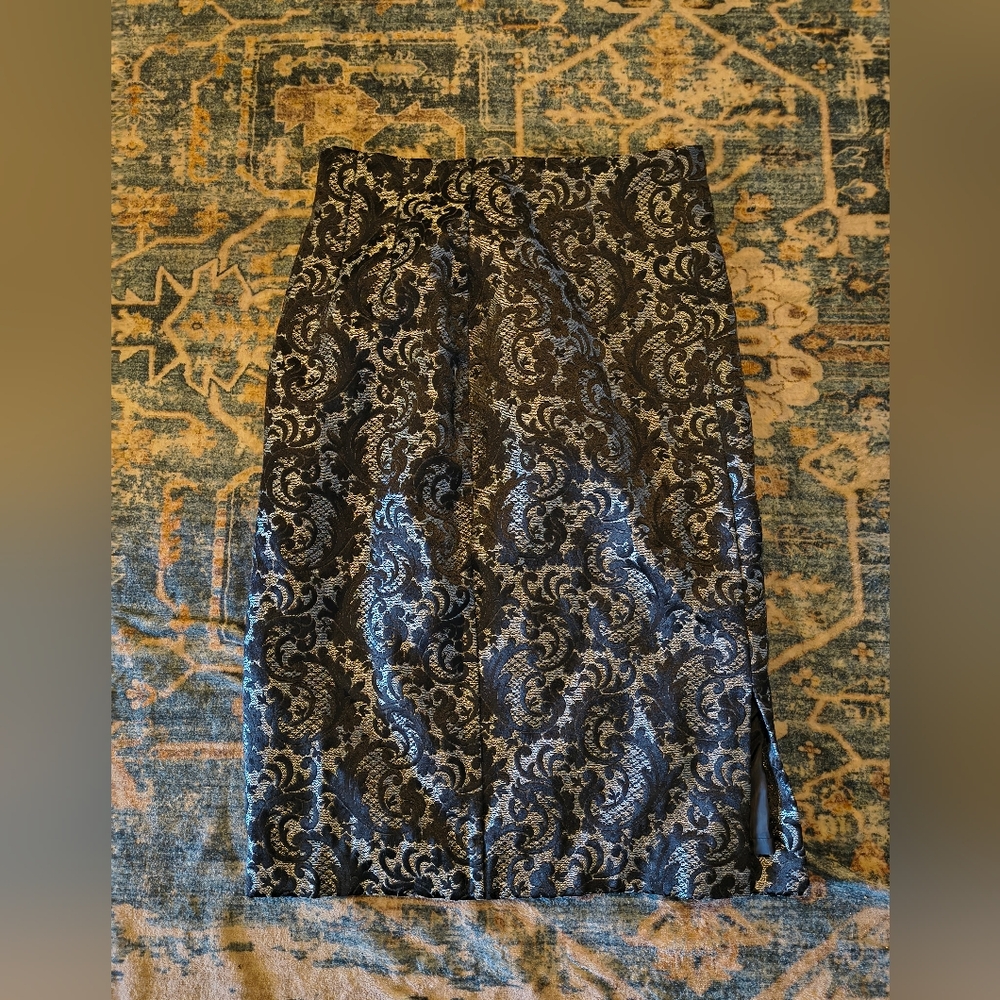 Worthington Black and Gray Embellished Pencil Skirt